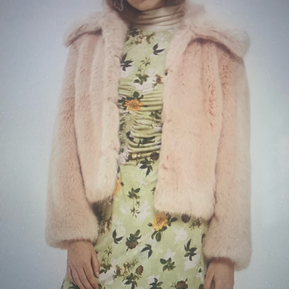 Topshop Faux Fur Pink Coat - Size Petite US 0